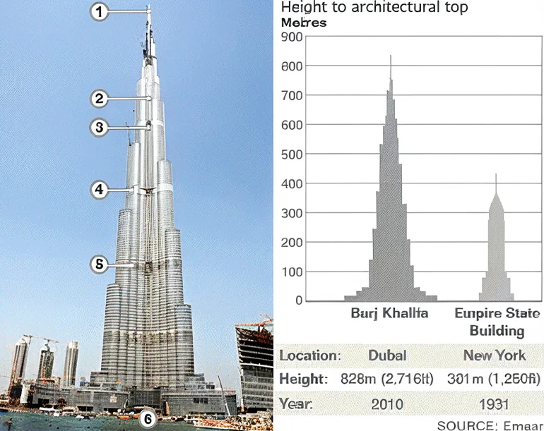 ارتفاع برج خلیفه دبی