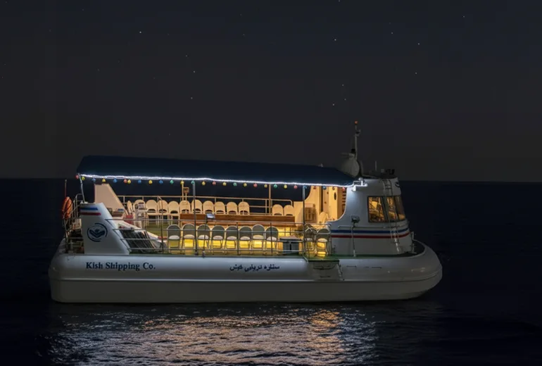 کشتی آکواریوم از تفریحات شبانه کیش
