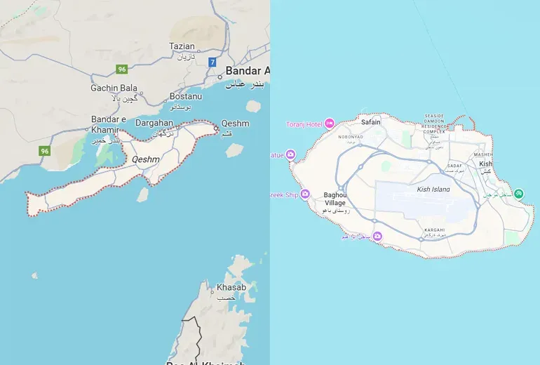 نقشه کیش و قشم