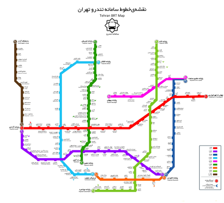 نقشه بی آر تی تهران