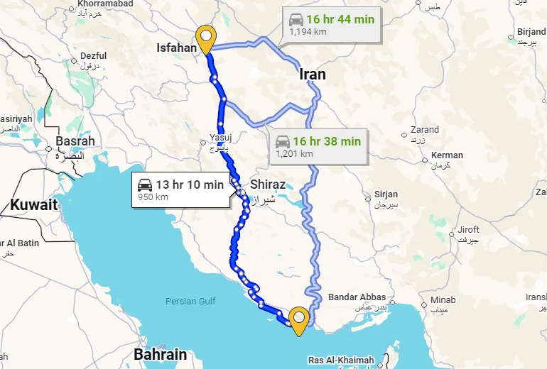 سفر به کیش با ماشین از اصفهان​​