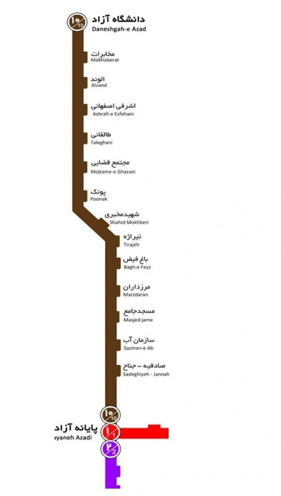 خط 10 نقشه بی آر تی تهران