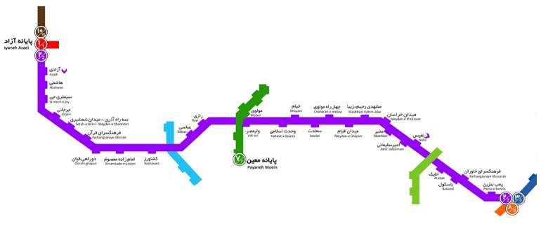 خط 2 نقشه بی آر تی تهران