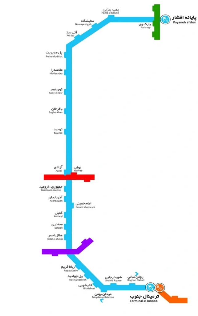 خط 4 نقشه بی آر تی تهران