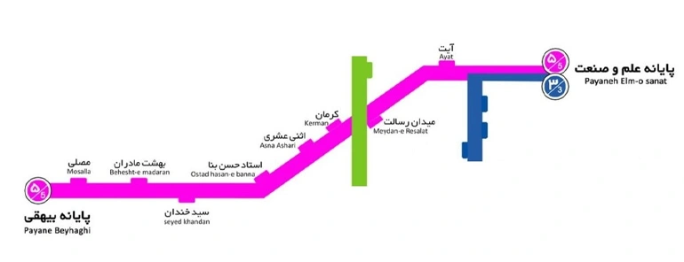 خط 5 نقشه بی آر تی تهران