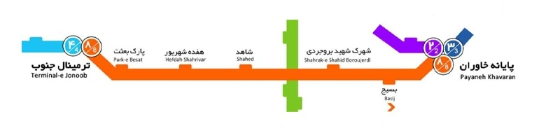 خط 8 نقشه بی آر تی تهران