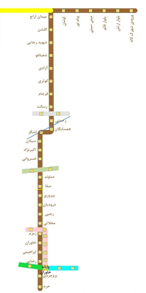 خط 9 نقشه بی آر تی تهران