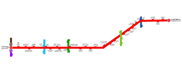 خط 1 نقشه بی آر تی تهران