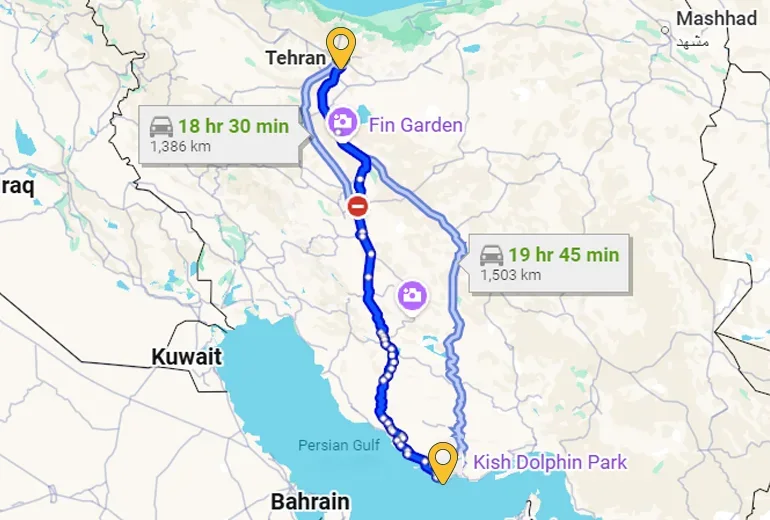 سفر به کیش با ماشین از تهران​