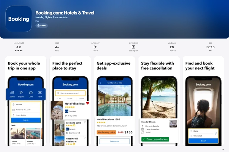 اپلیکیشن Booking از اپلیکیشن های کاربردی دبی