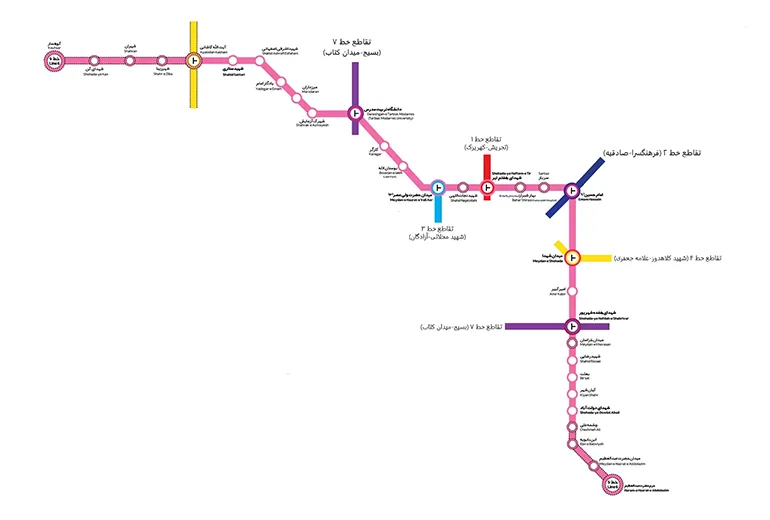 نقشه خطوط مترو تهران؛ خط 6