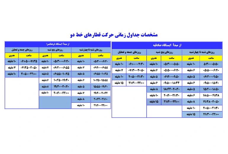 ساعت حرکت متروی خط 2 تهران