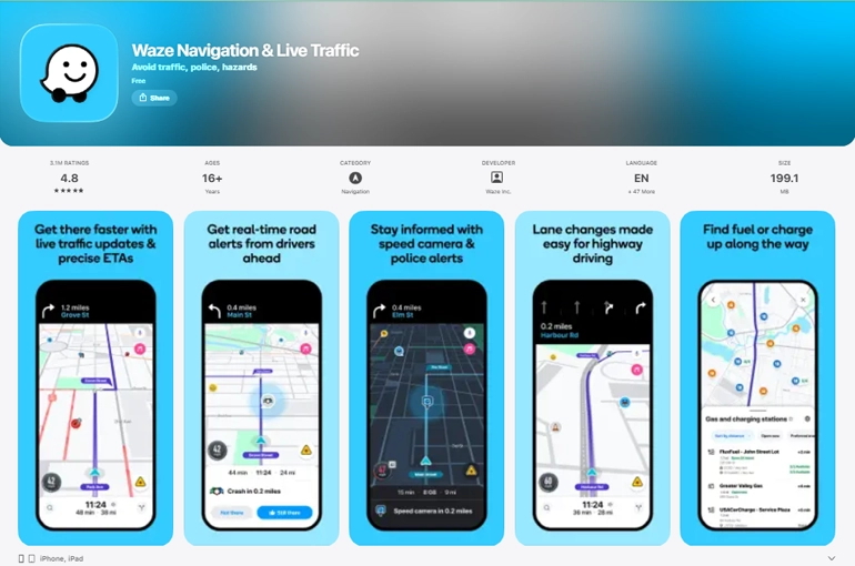 اپلیکیشن Waze از اپلیکیشن های دبی