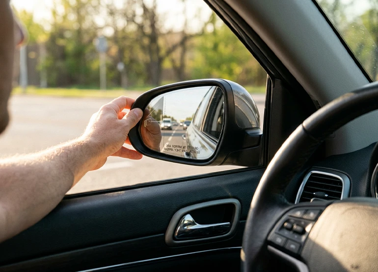 تنظیم آینه از نکات رانندگی برای مبتدی‌ها