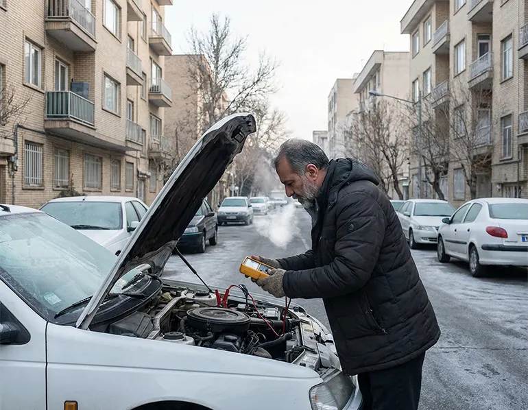 بررسی باتری برای نگهداری خودرو در زمستان