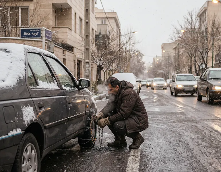 زنجیر چرخ در شرایط برفی
