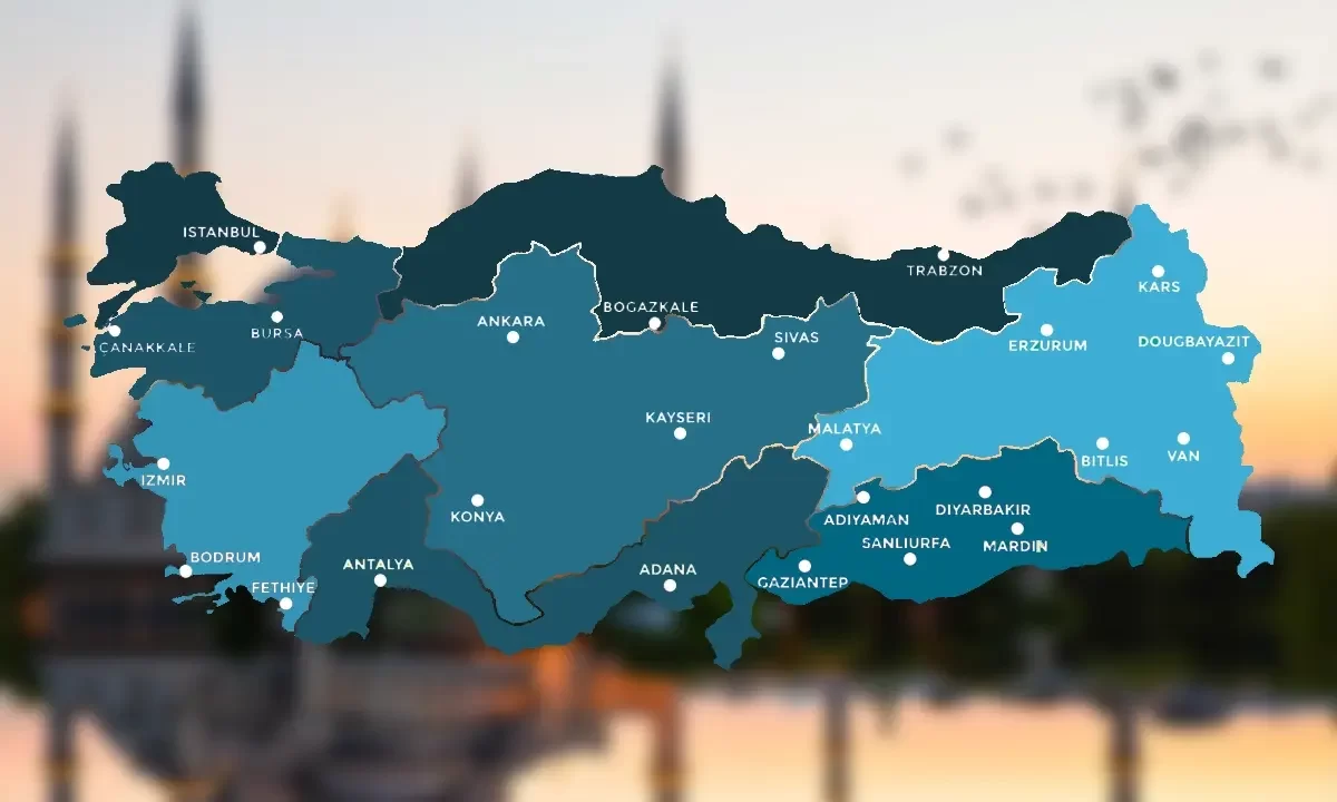 نقشه شهرهای کشور ترکیه