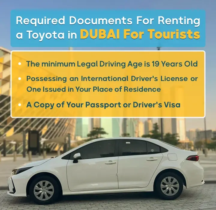 Required documents for renting a Toyota in Dubai
