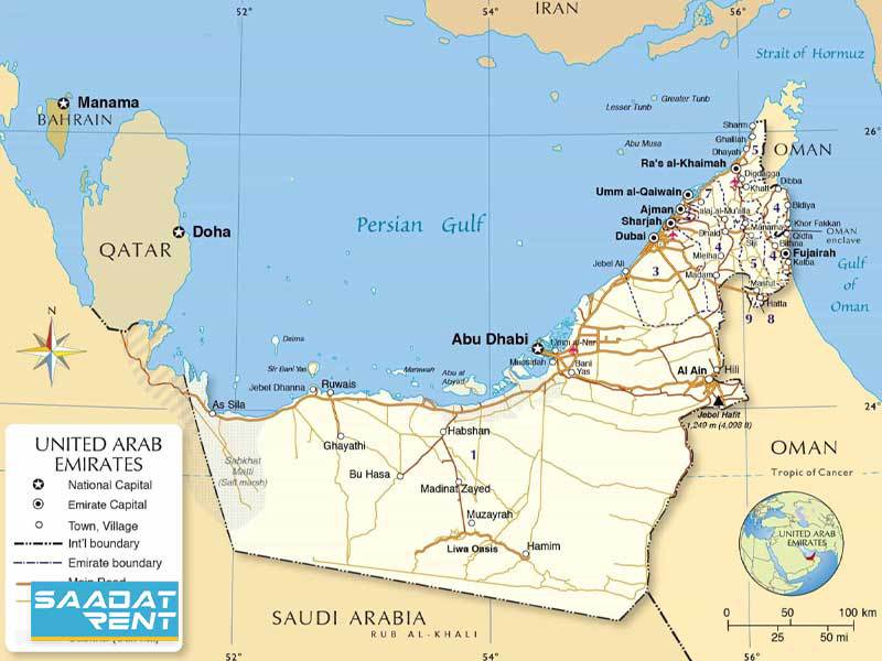 نقشه امارات