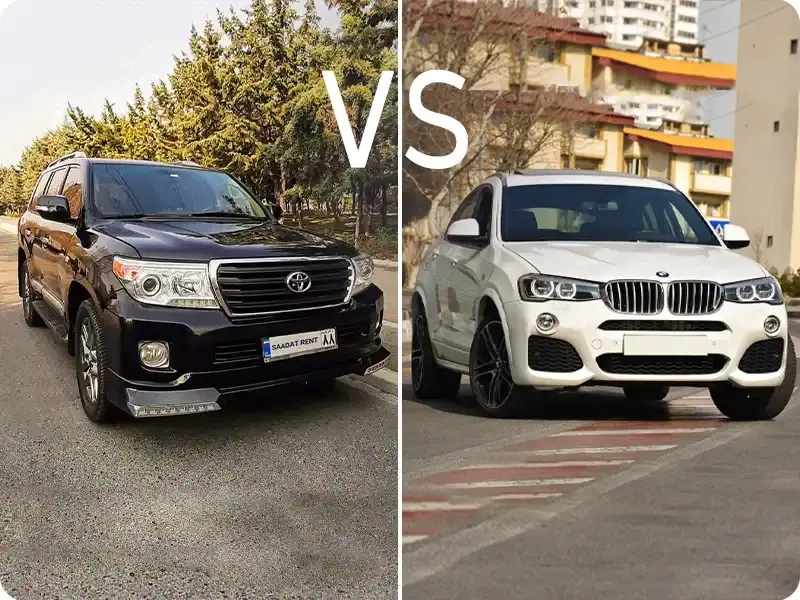 مقایسه اجاره BMW X4 با تویوتا لندکروزر در تهران