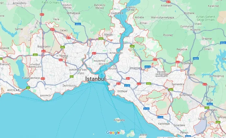محله‌های استانبول روی نقشه